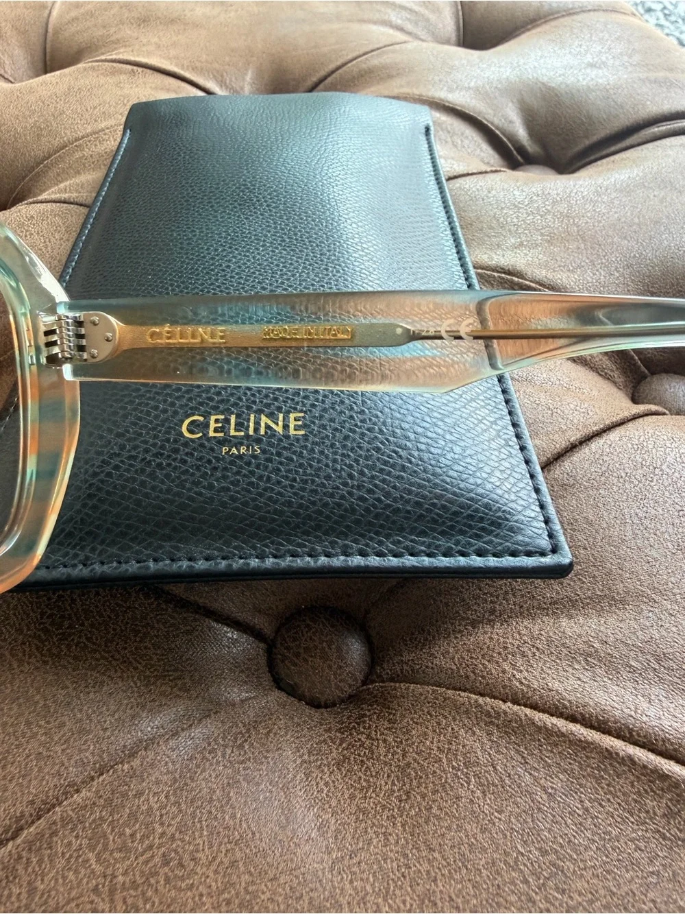 Celine Translucent Light Tortoise Square Sunglasses with Brown Lenses